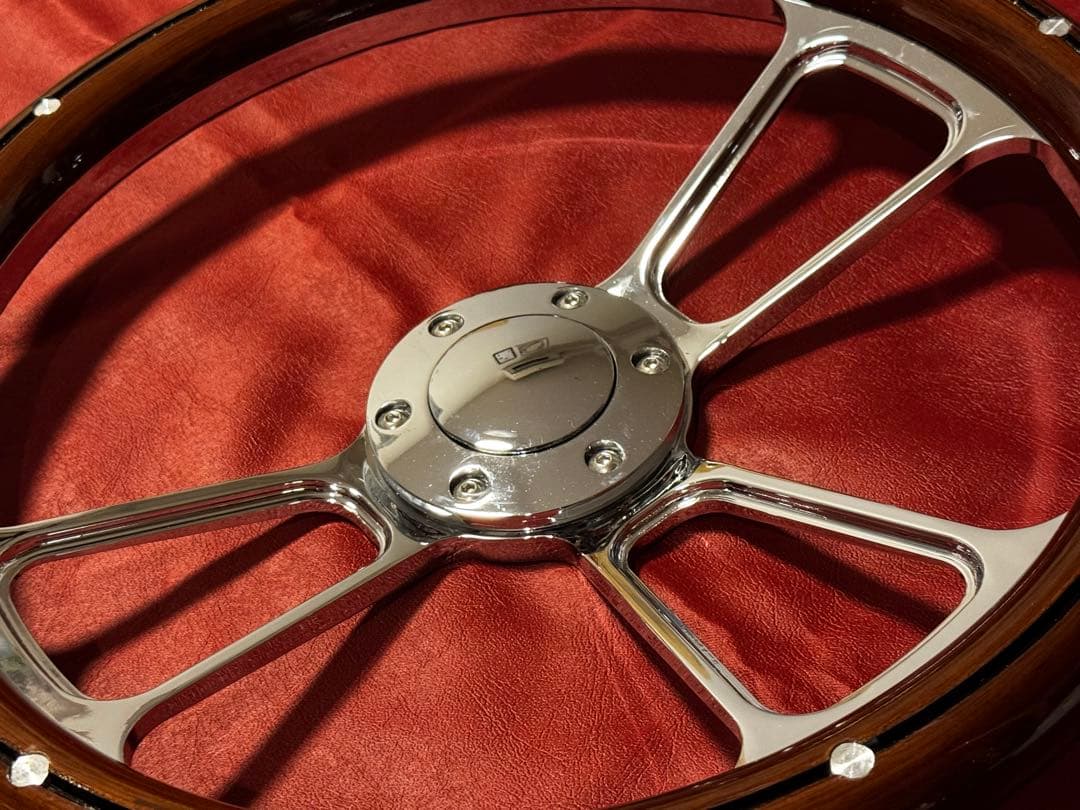 ウッド×ビレット コンビステアリング350mm☆モモピッチ☆ホーンボタン付