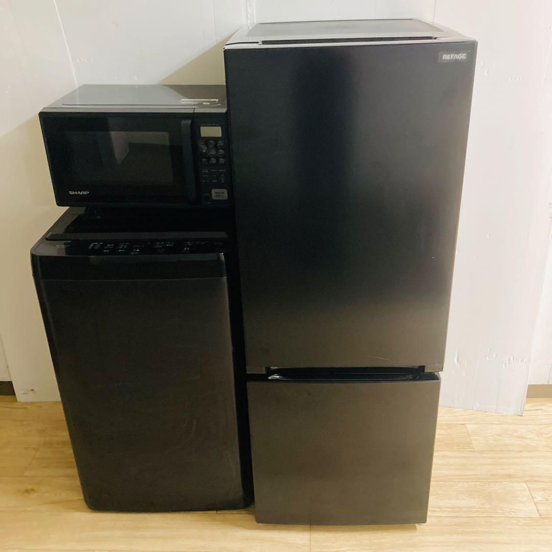 高年式ブラックで揃えたカッコいい一人暮らし家電セット❗️大阪、大阪近郊配送無料