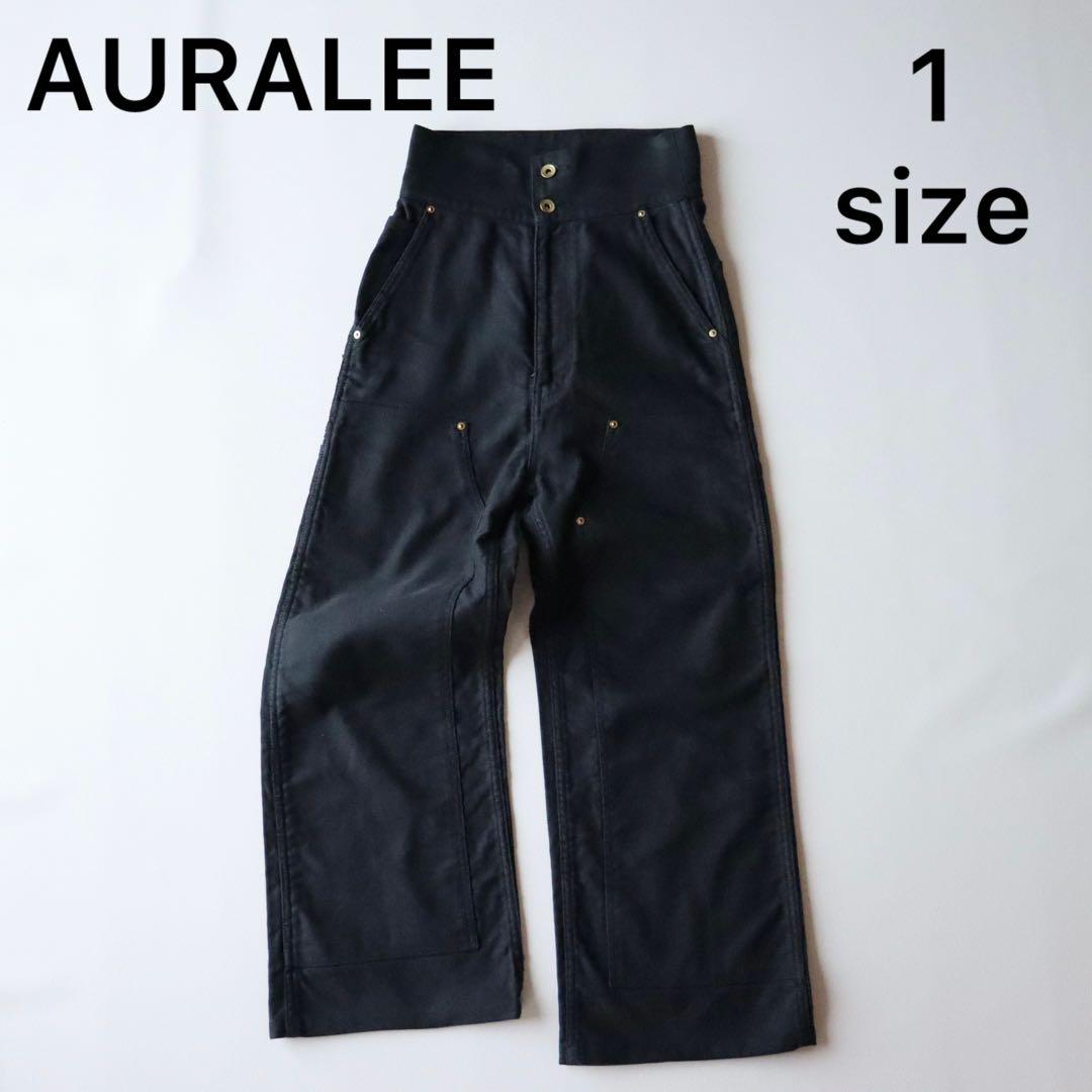 5047【極美品】オーラリー フィンクスダックハイウェストペインターパンツ 黒