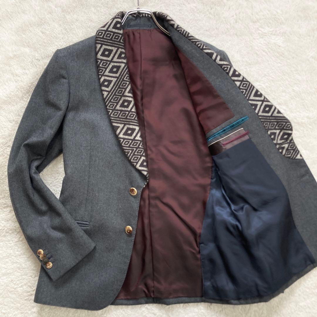 【極美品】ポールスミス　テーラード　入子菱ショールカラー　カシミヤ混　サイズM