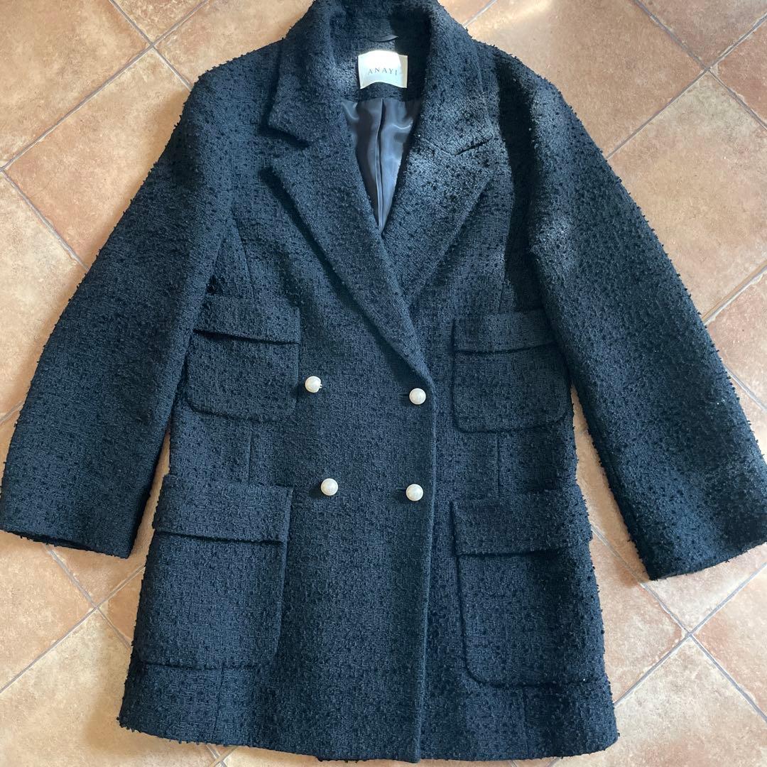 2023 ANAYI スラブツィードジャケット　34 ブラック