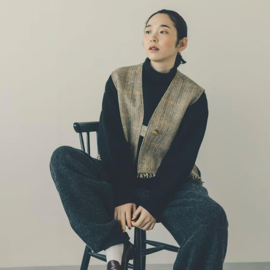 北欧暮らしの道具店　ヘリンボーン柄のウールベスト / よしいちひろさんコラボ