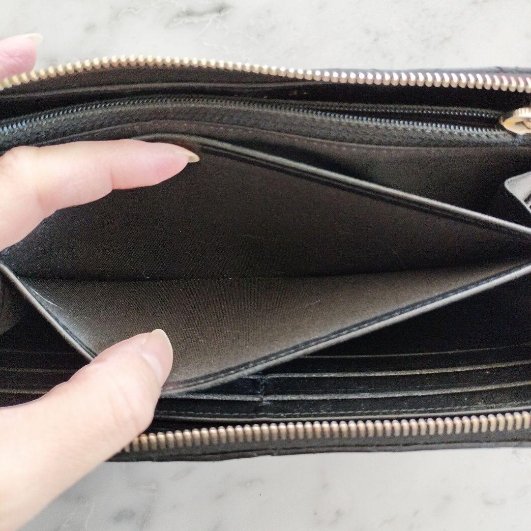 CHANEL マトラッセ ラウンドファスナー長財布 ブラック パールココ