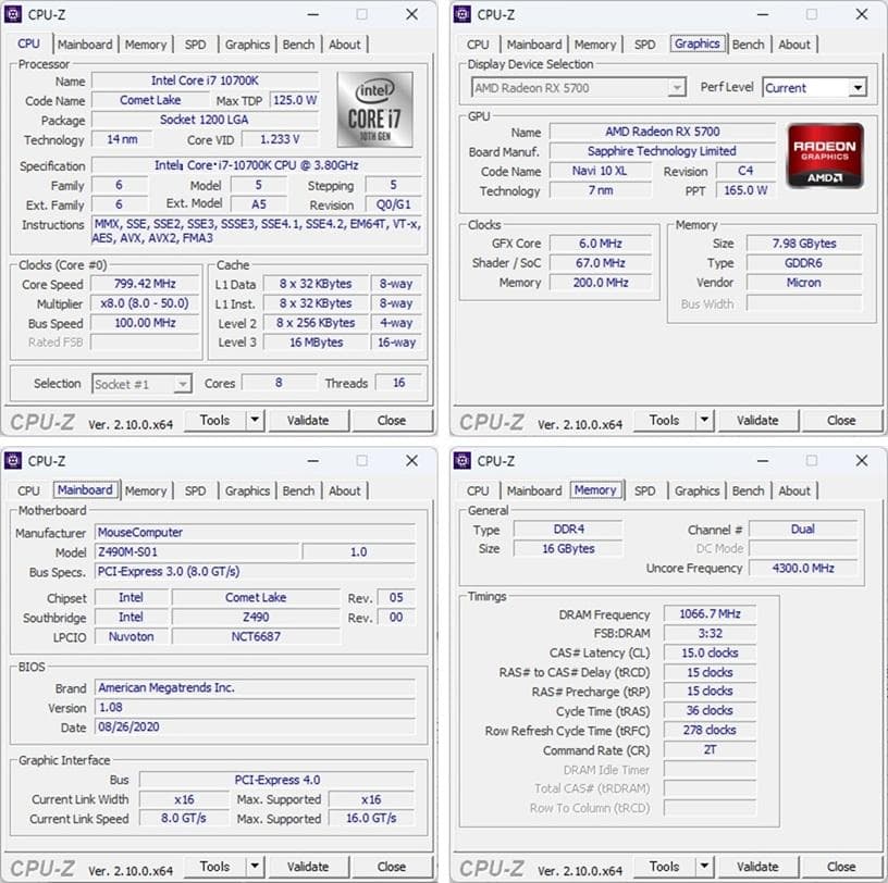 ゲーミングPC/Core i7 10700K/RX5700/NVMe 1TB