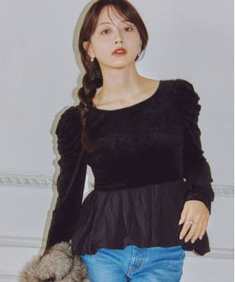 即完 新品タグ付 ココディール ベロアドッキングバルーントップス 写真掲載あり