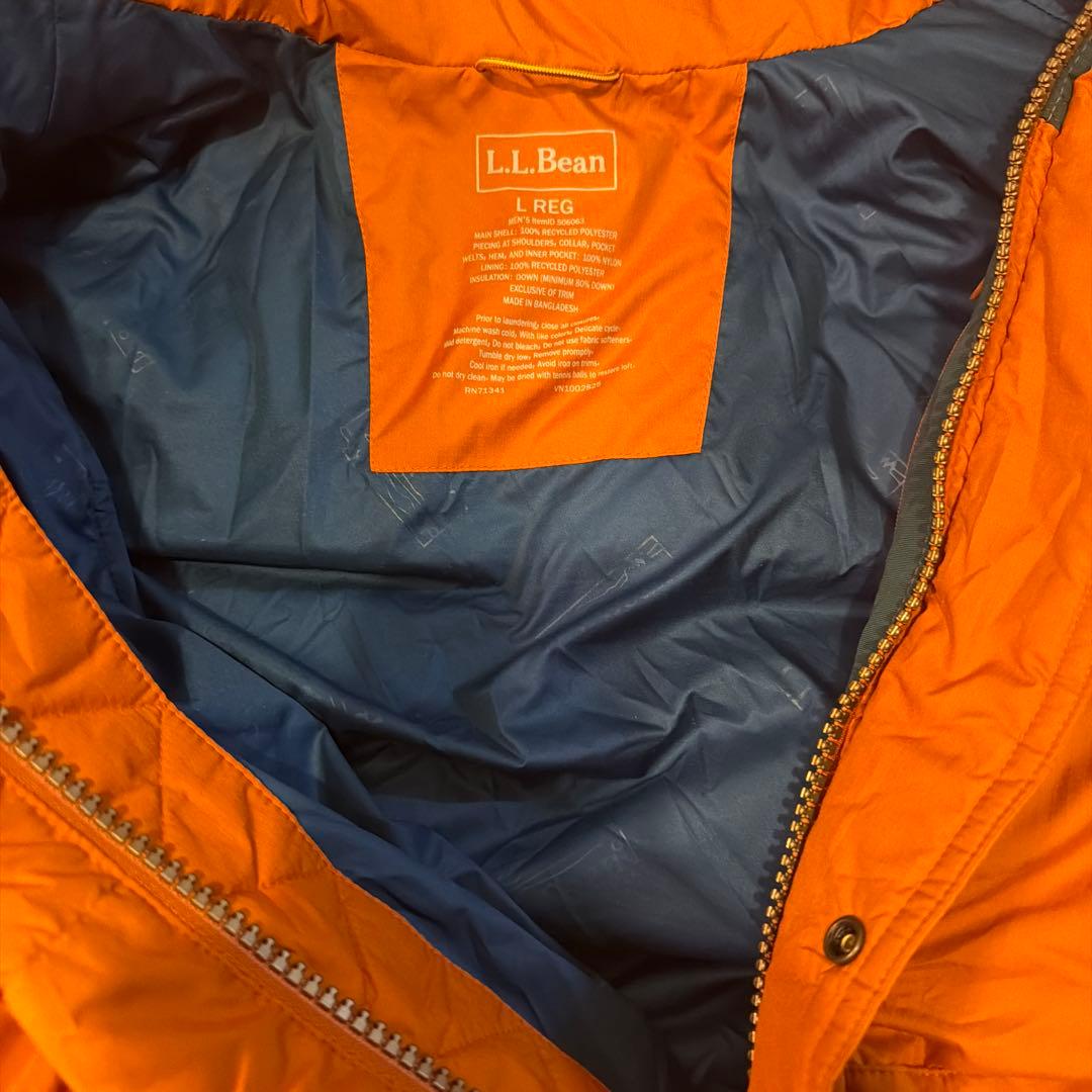 L.L.Bean オレンジ ネイビー ダウンベスト L REG