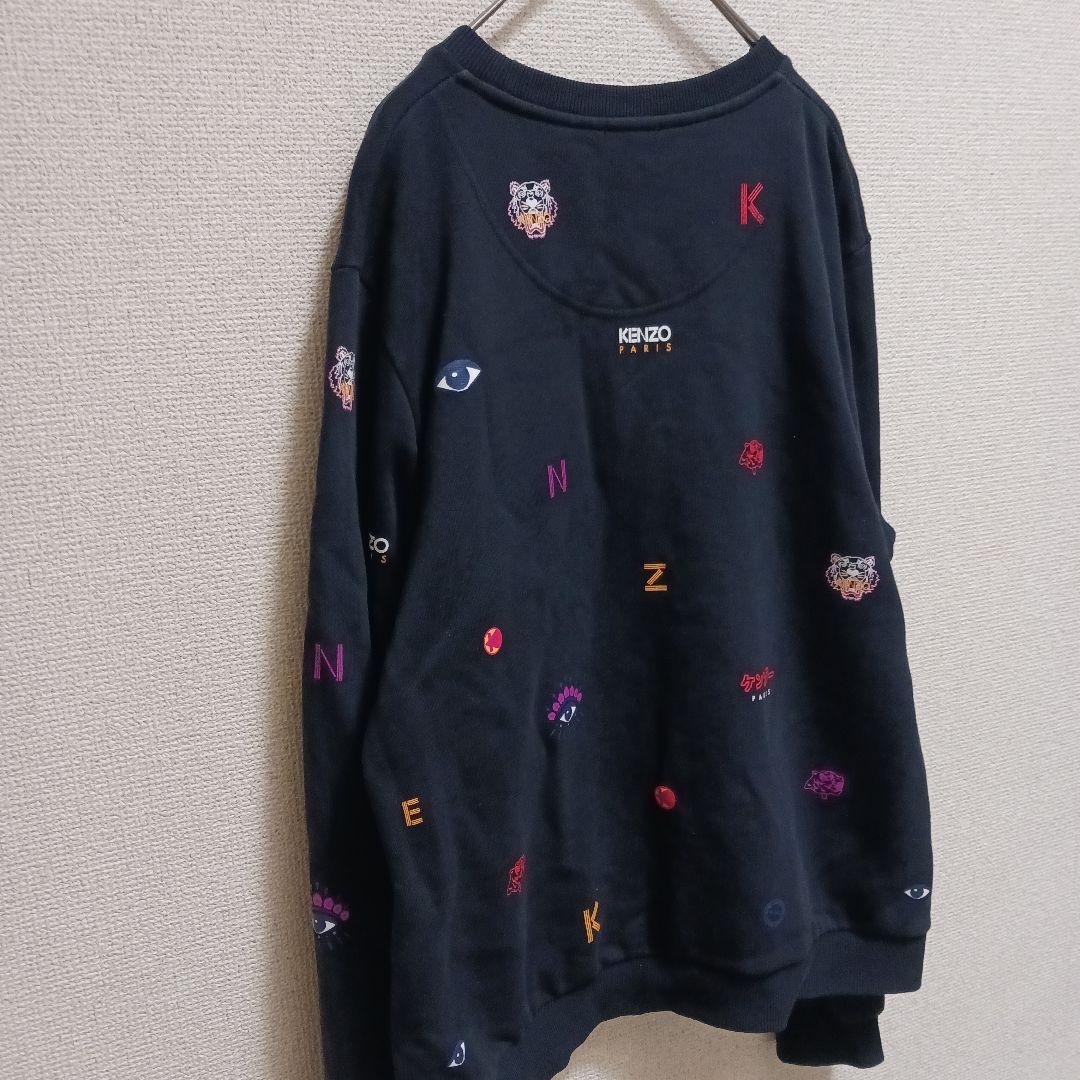 【KENZO PARIS】 刺繍デザイン スウェット XL ブラック