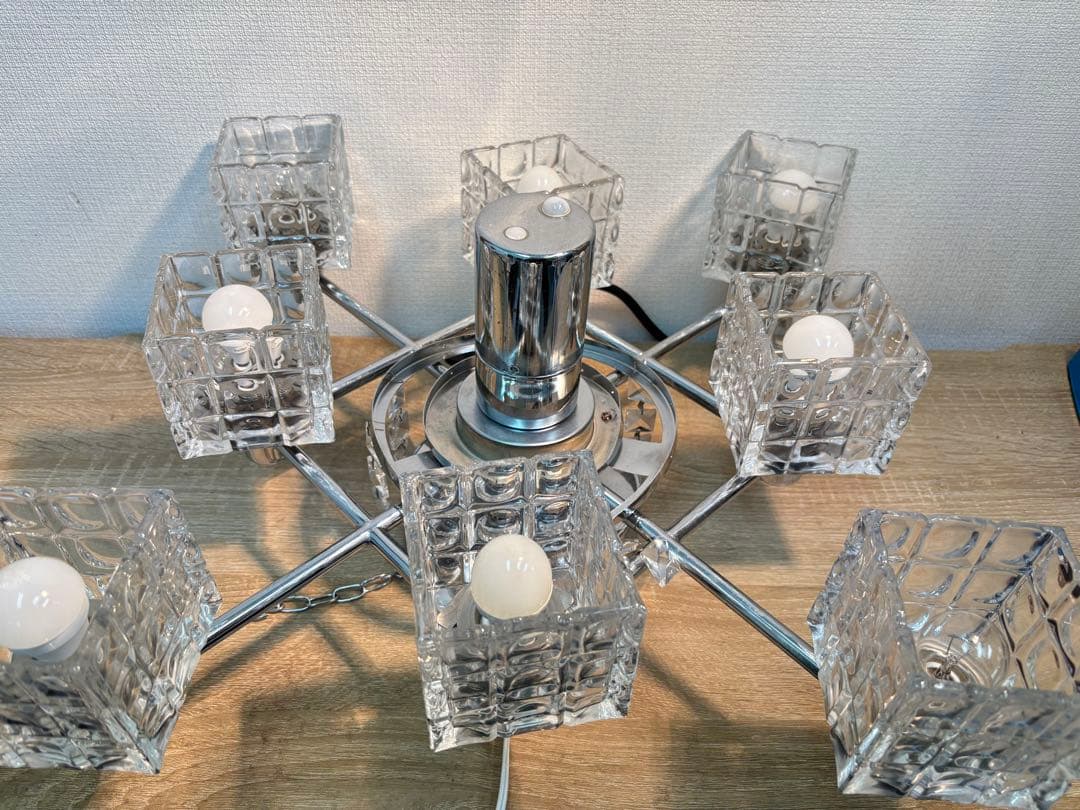 アンプール 8灯 シーリングライト シャンデリア 【中古】