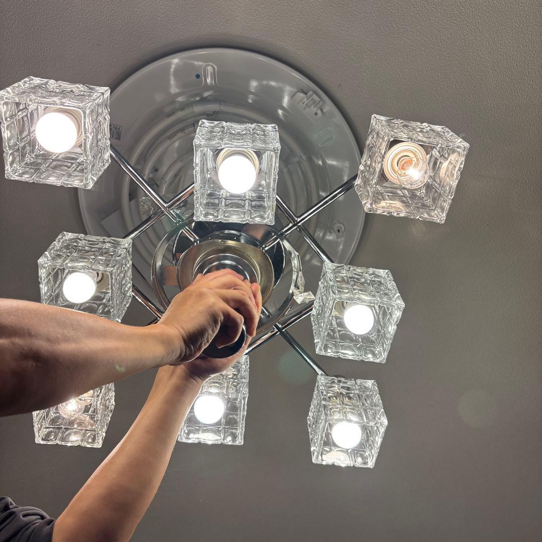 アンプール 8灯 シーリングライト シャンデリア 【中古】