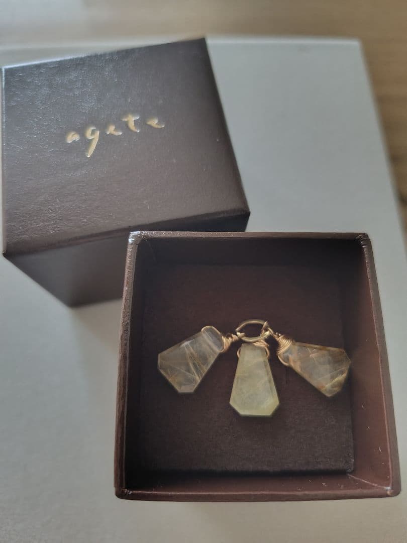【087】agete ネックレスチャーム ルチルクォーツ