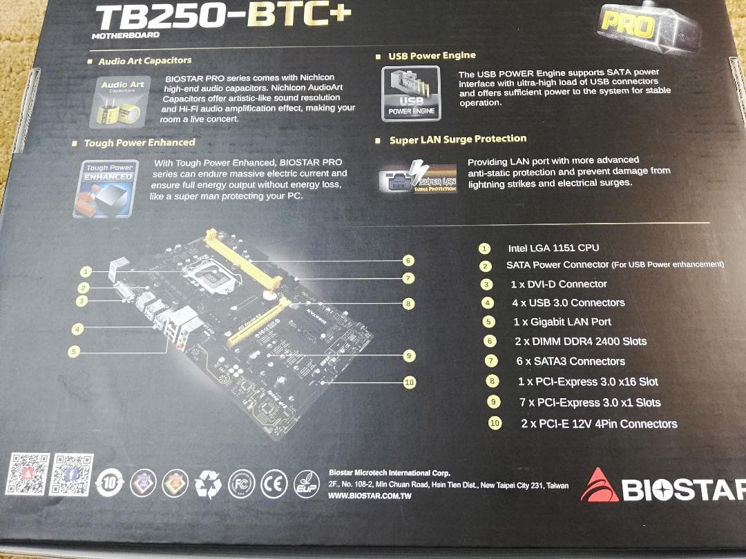 B250 チップセット搭載 ATX マザーボード TB250-BTC+