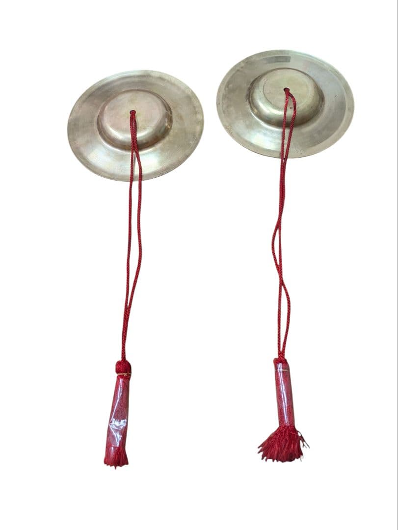 【日本製・真鍮製】手拍子(ちゃっぱ) 4寸5分 直径13,5cm 重目 房付