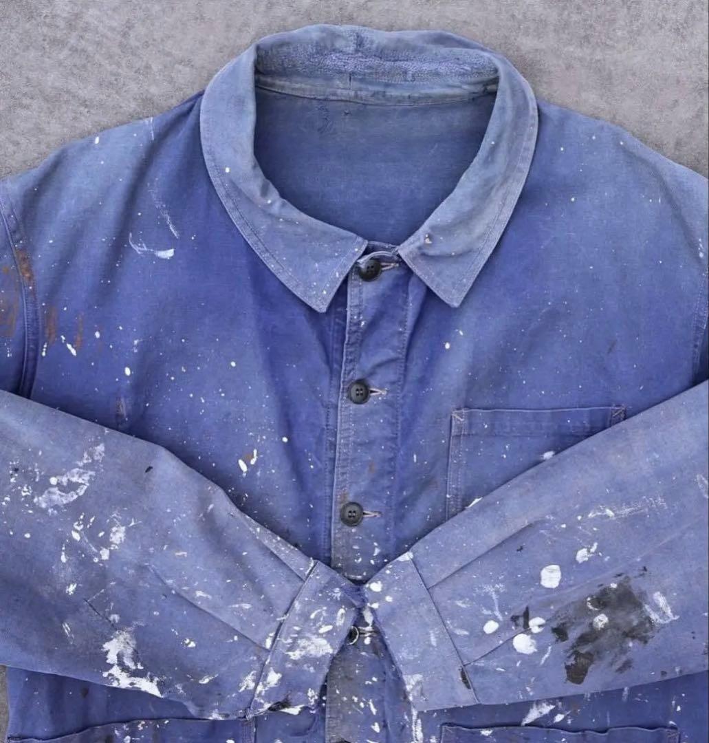 フレンチヴィンテージ ペンキ飛び カバーオール ワークジャケット