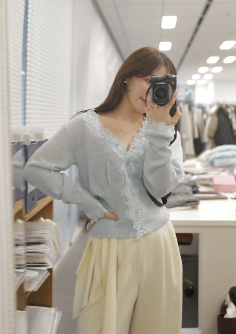 実物写真掲載 即完 Aimeine エメイン シアーモヘヤレースカーディガン