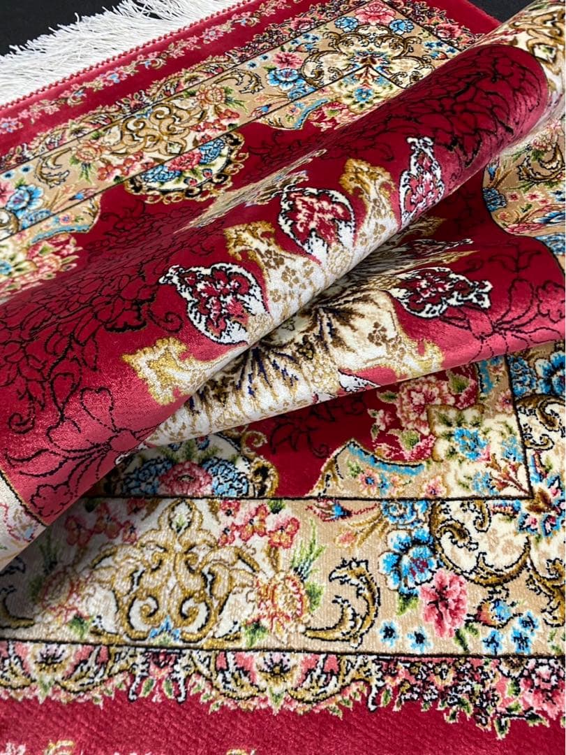 最高級希少作 ペルシャ絨毯 イラン クム産シルク100% 手織り　289万ノット