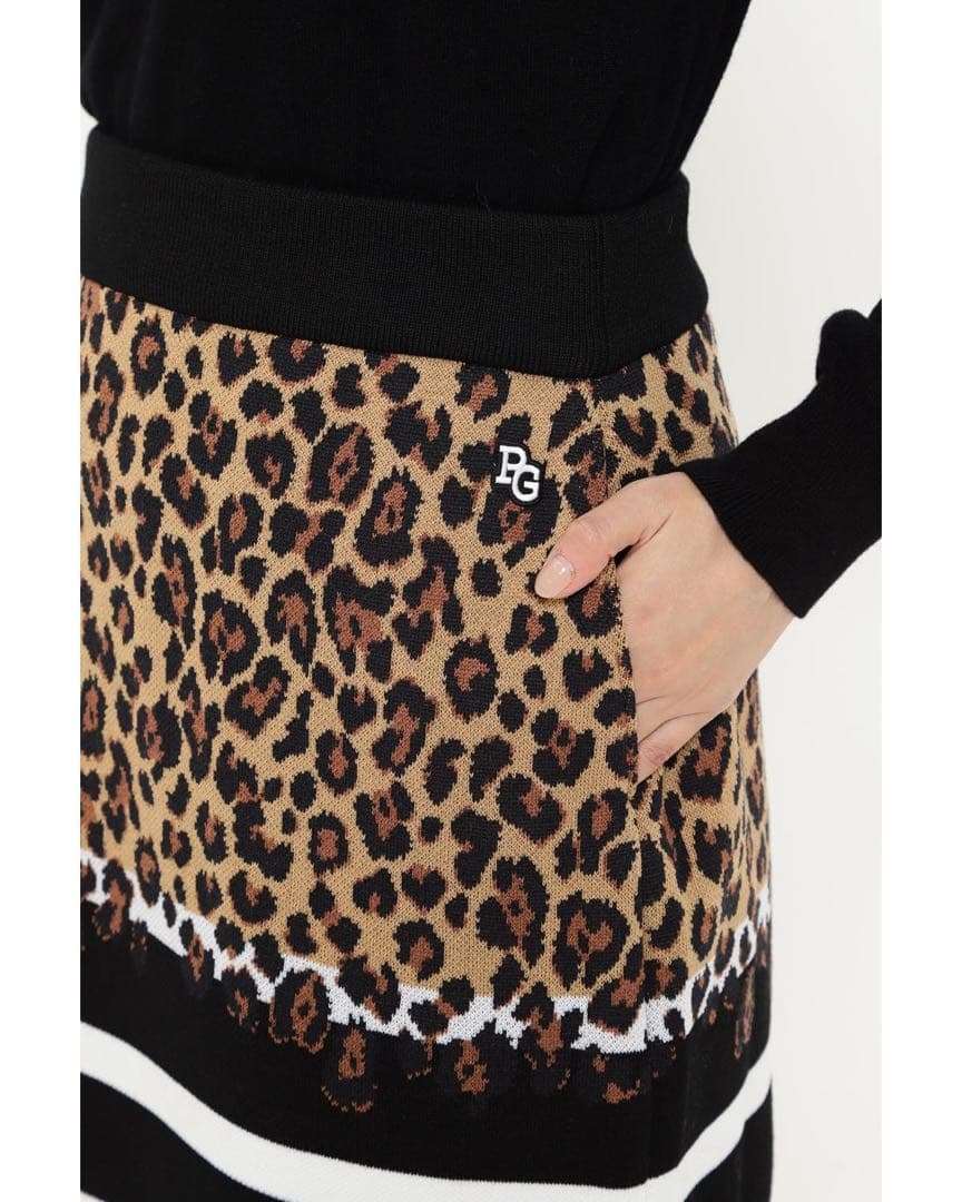 【新品・未使用】パーリゲーツ レオパード×ボーダー　ニットスカート