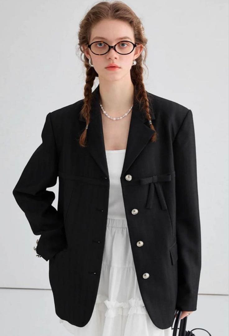 リボンブラックドレープジャケットC1514