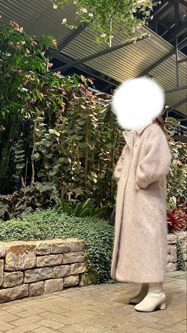 Ameri VINTAGE ウールモヘヤ ロングコート S ライトグレー