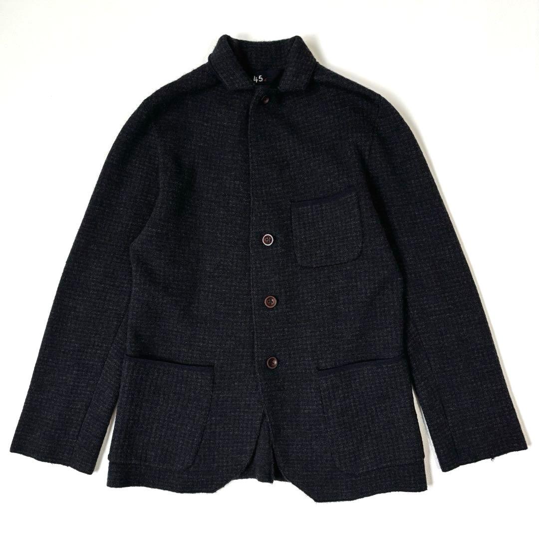 45R ウール ニットジャケット 2 チェック テーラード
