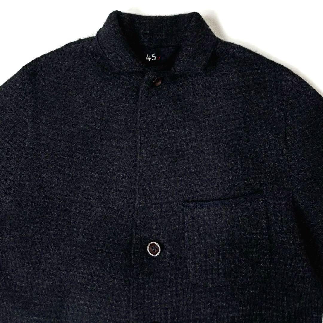 45R ウール ニットジャケット 2 チェック テーラード