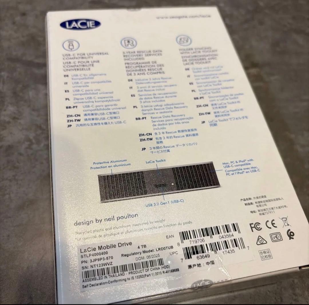 LaCieポータブルHDD ハードディスク 4TB Mobile Drive