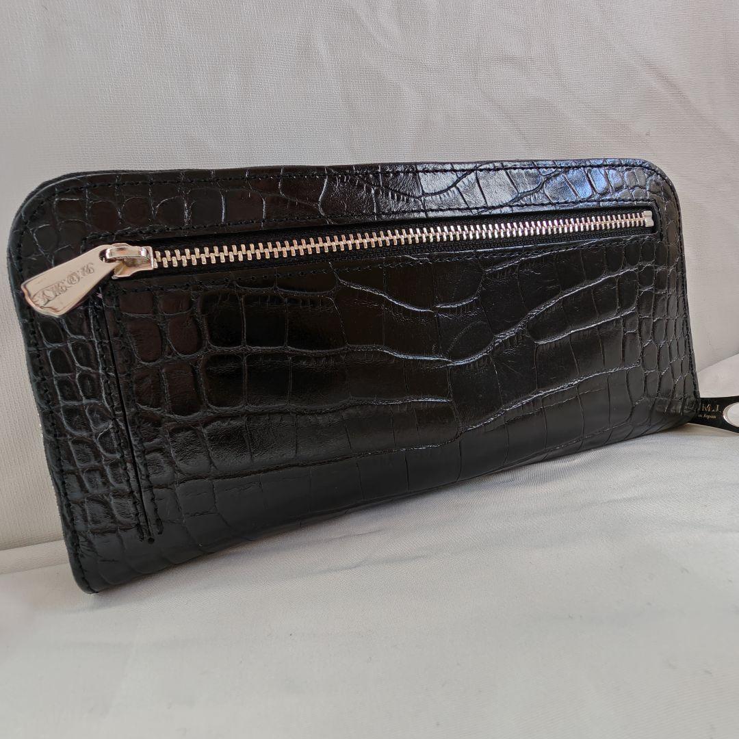 極美品　A.D.M.J. クロコ型押し THE Bee ラウンドジップ 長財布