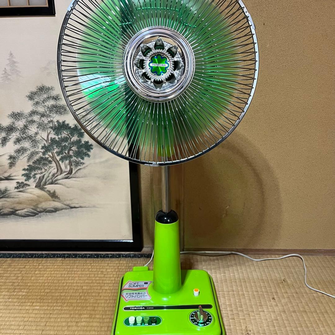 昭和レトロ　レトロポップ　グリーンファン　東芝扇風機　30cm 4枚ファン