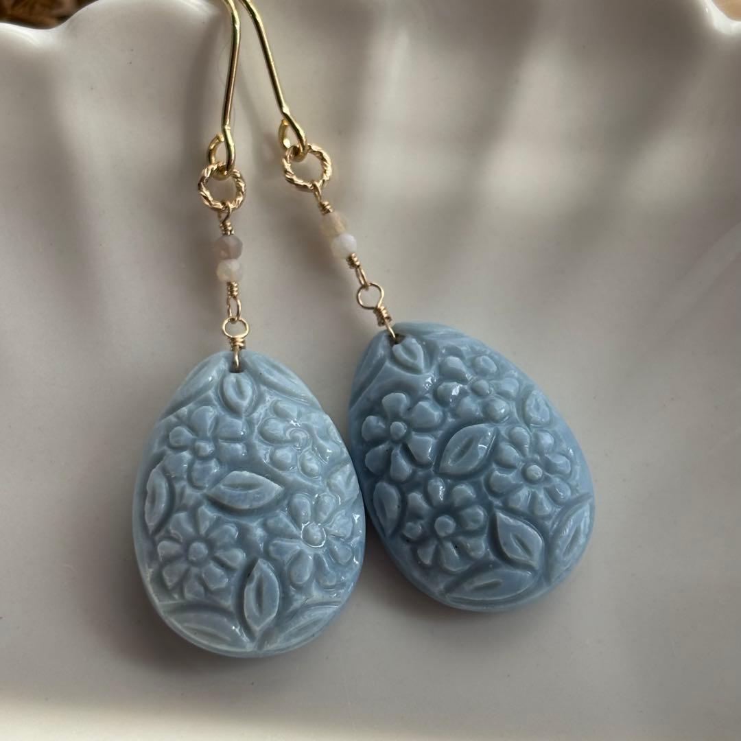 【専用です】14kgfブルーオパール✴︎フラワーガーデンカービングP260他