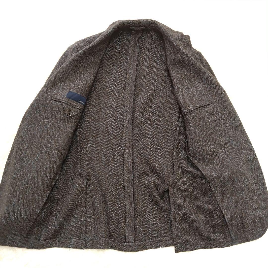 ラルディーニ テーラードジャケット ヘリンボーン ウール ブラウン 46 M