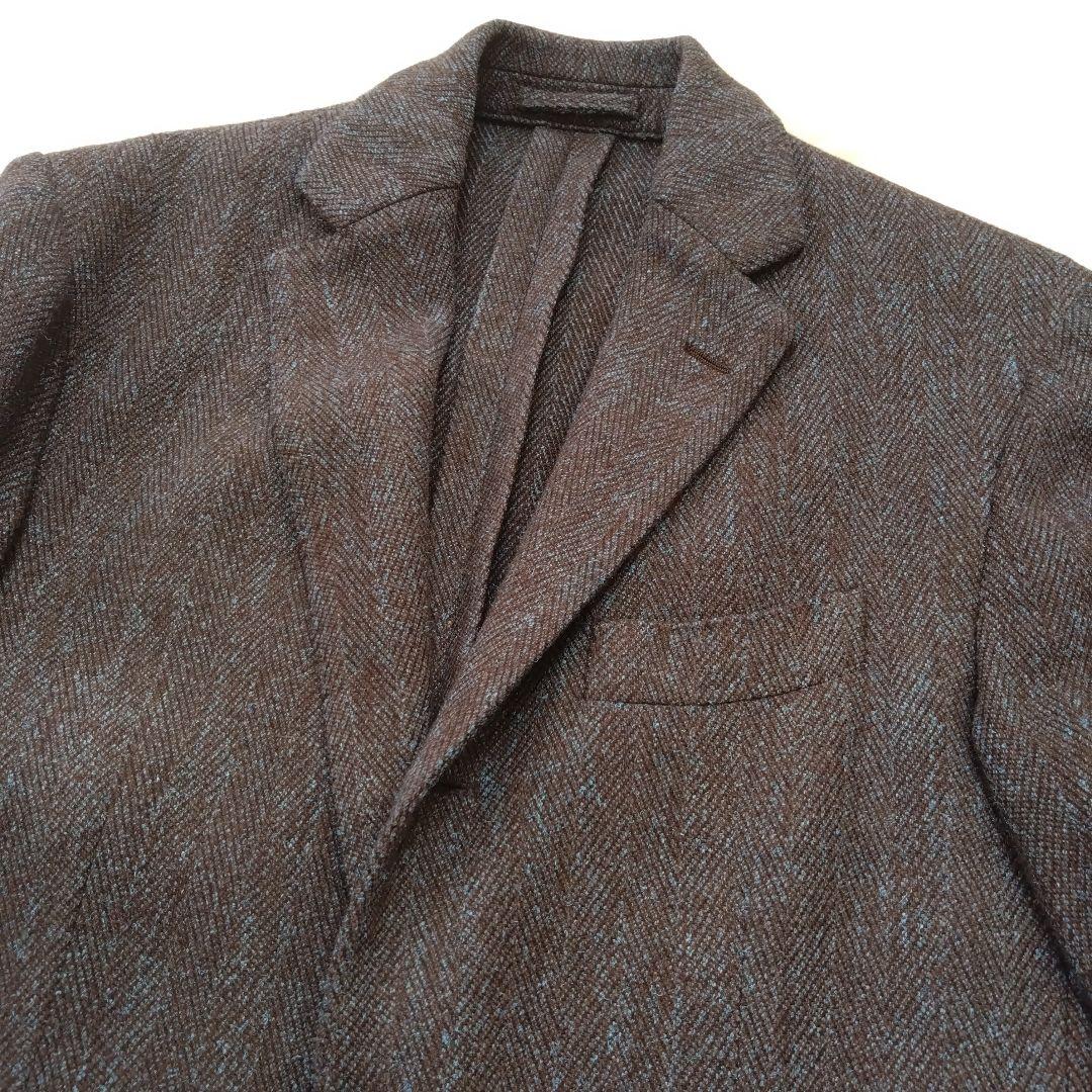 ラルディーニ テーラードジャケット ヘリンボーン ウール ブラウン 46 M