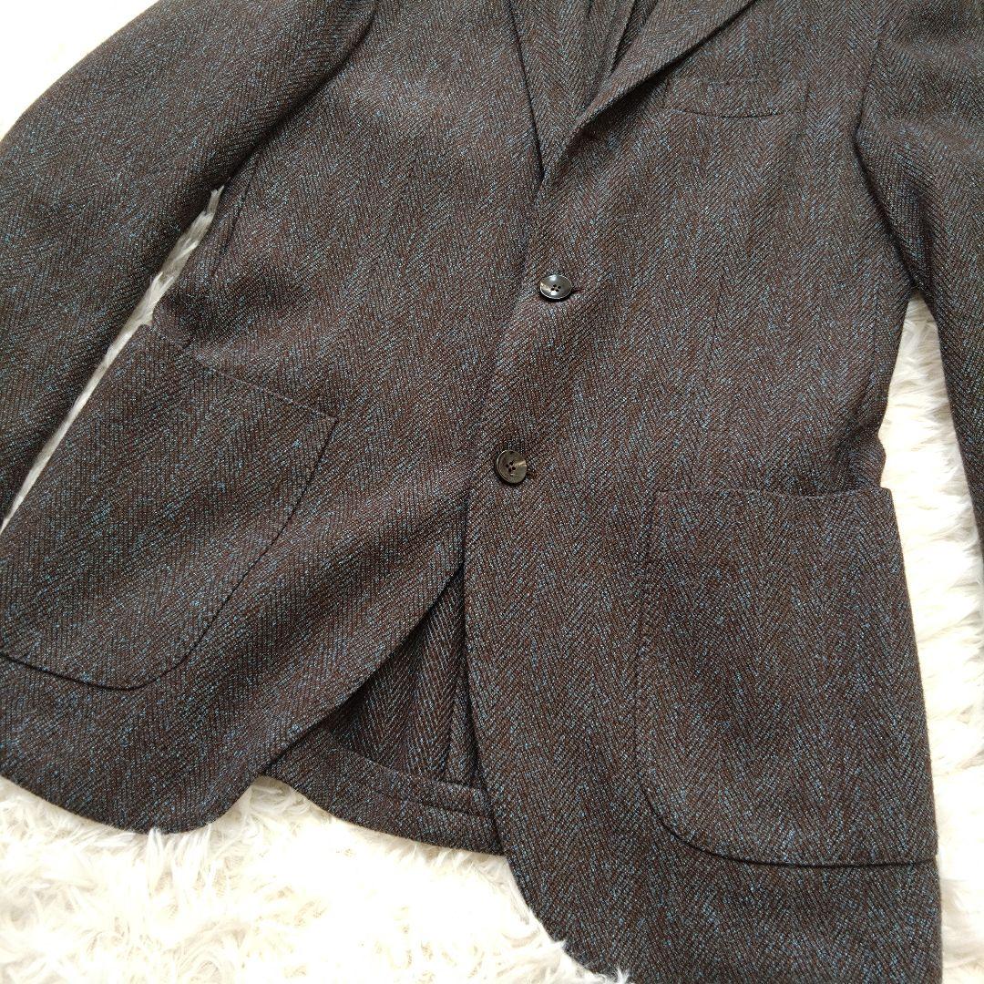 ラルディーニ テーラードジャケット ヘリンボーン ウール ブラウン 46 M