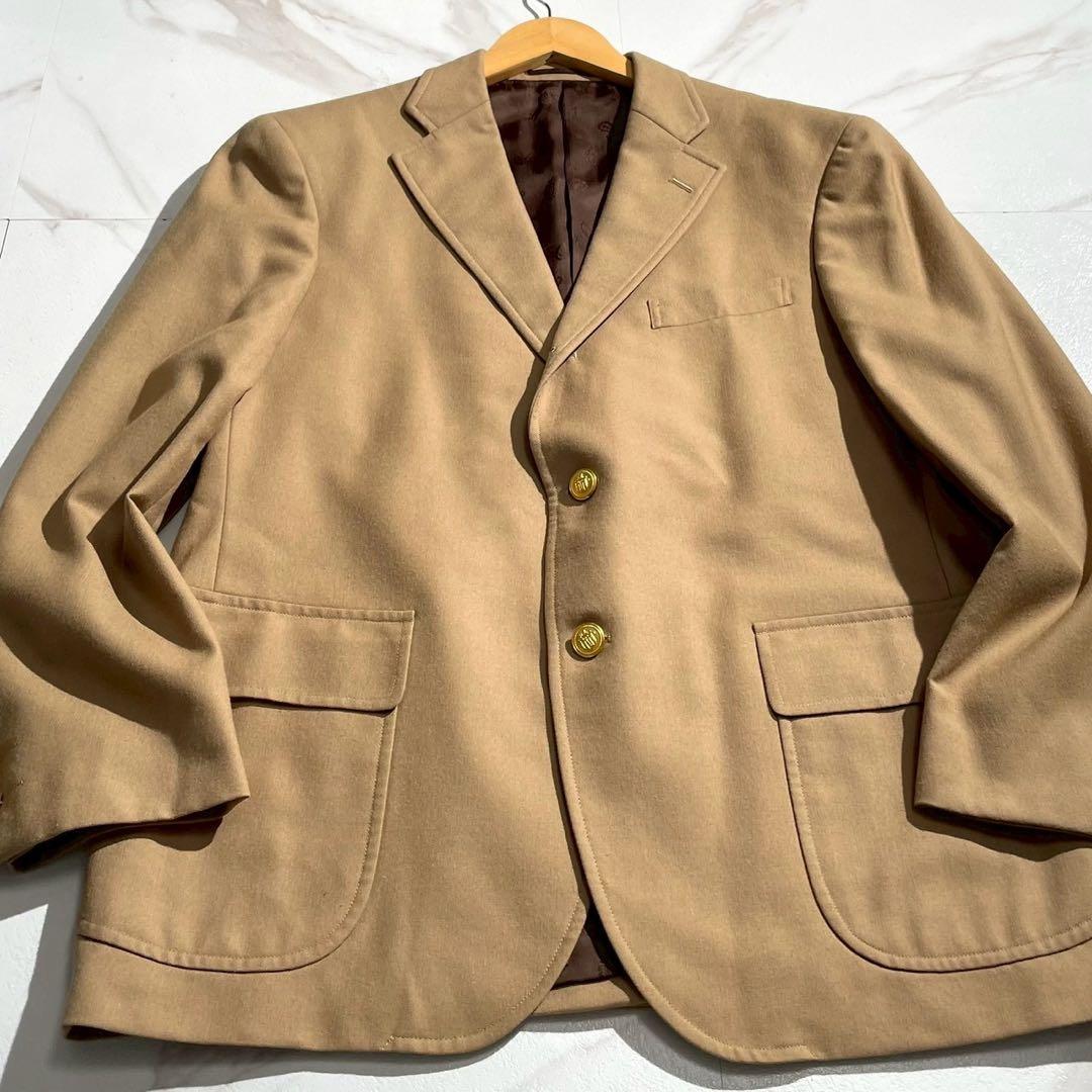 【美品】ジェイプレス ブレザー 金ボタン ペピンメリノ ペイズリー柄 キャメル