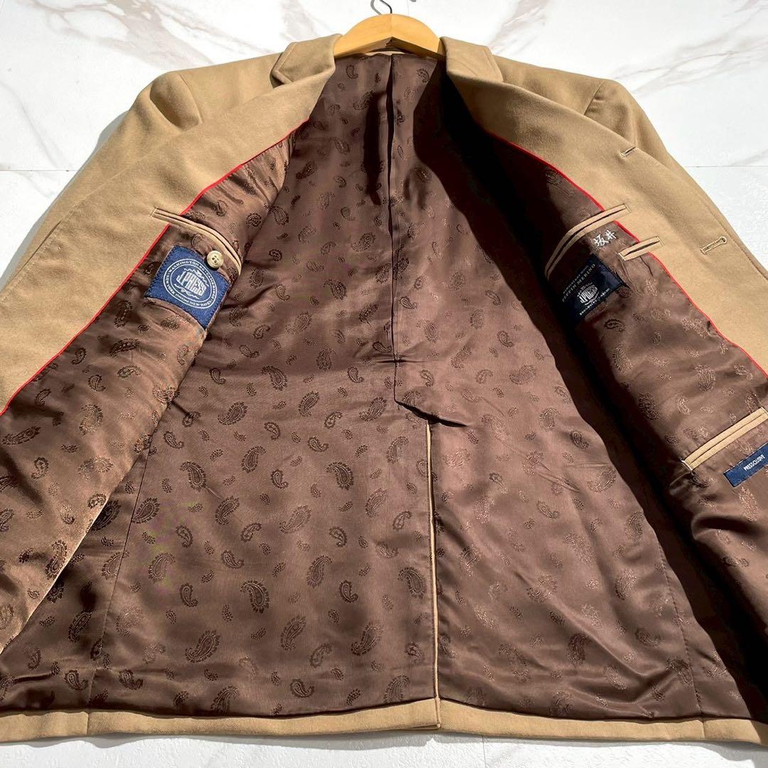 【美品】ジェイプレス ブレザー 金ボタン ペピンメリノ ペイズリー柄 キャメル