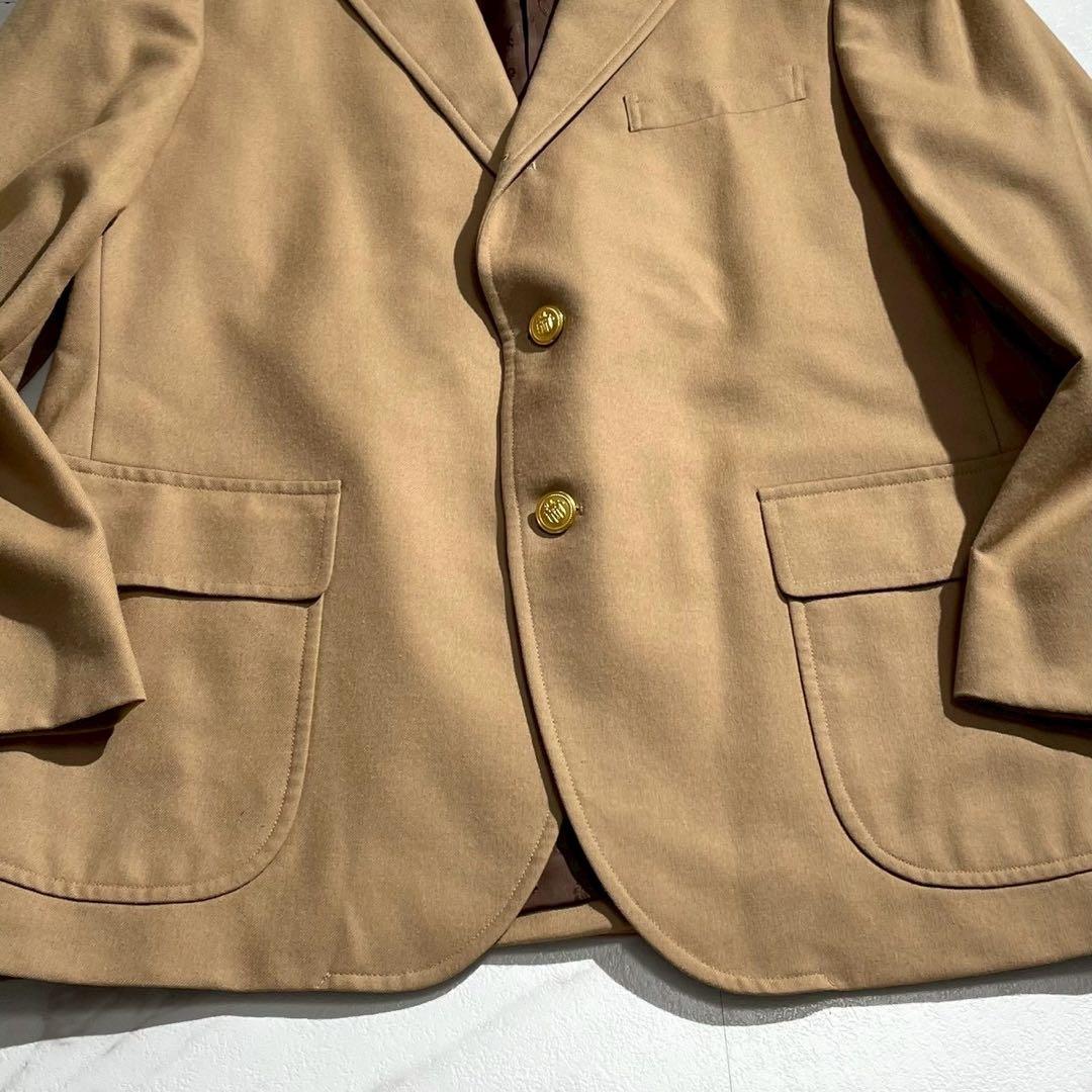 【美品】ジェイプレス ブレザー 金ボタン ペピンメリノ ペイズリー柄 キャメル