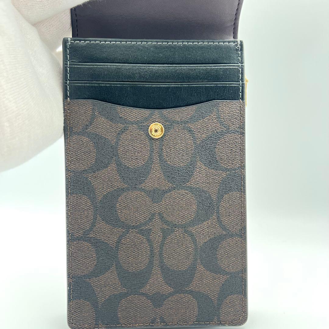 【美品】COACH コーチ クロスボディ・シグネチャー キャンバス スマホ