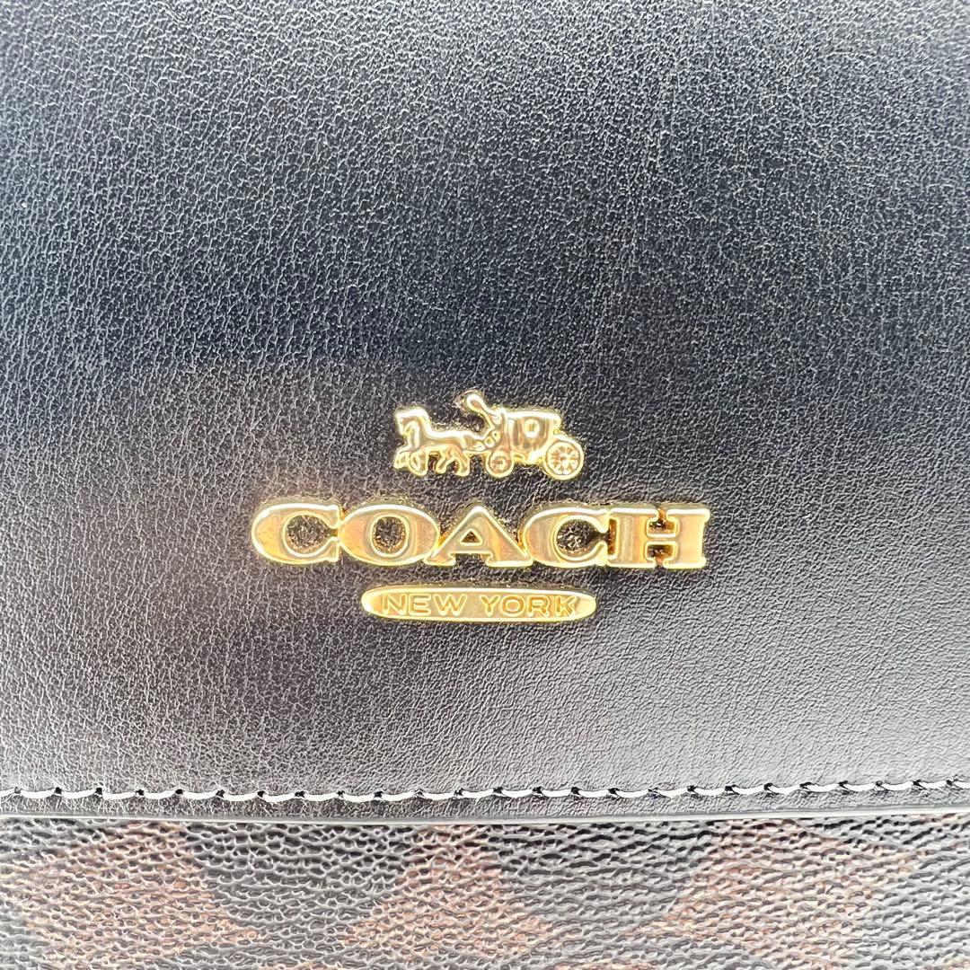 【美品】COACH コーチ クロスボディ・シグネチャー キャンバス スマホ