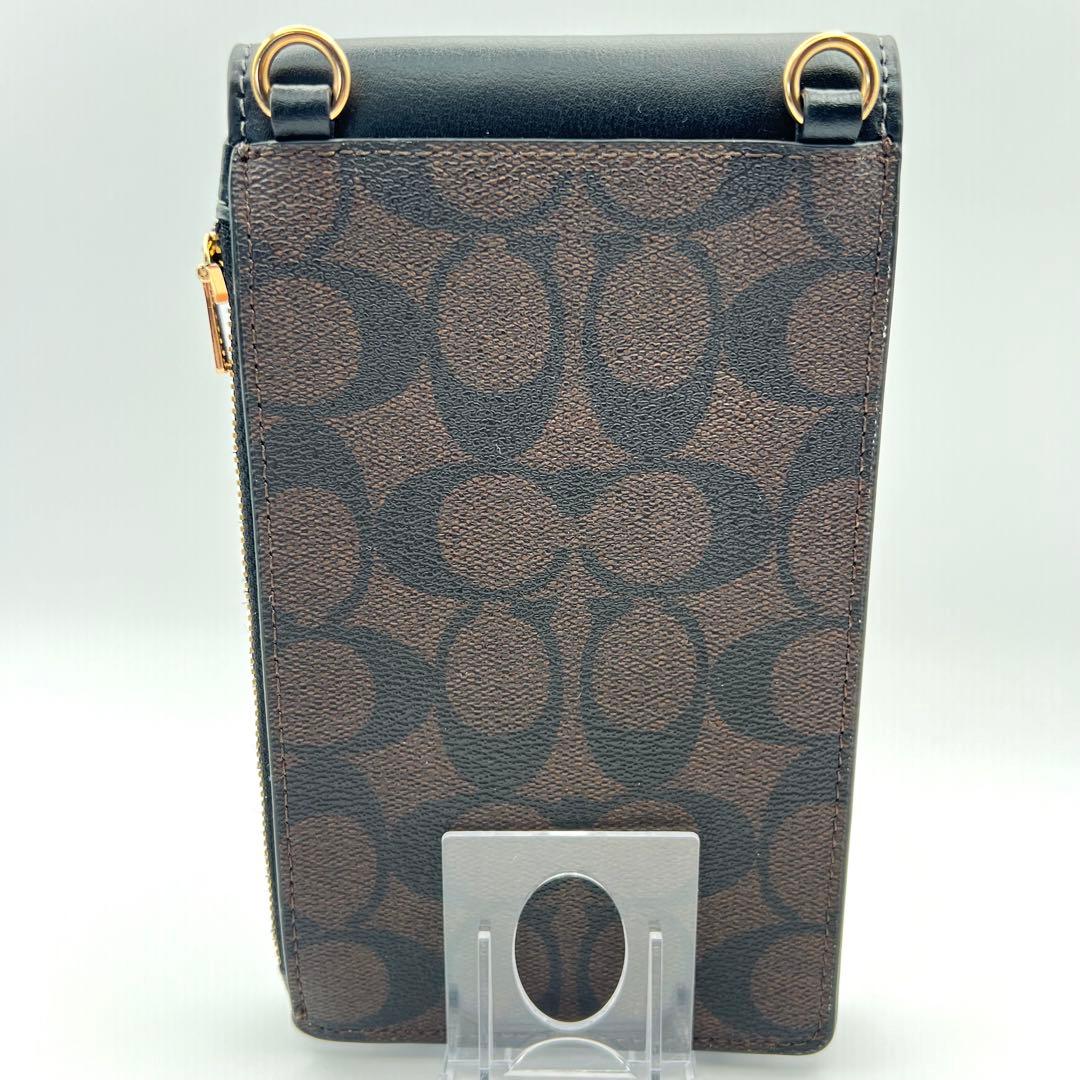 【美品】COACH コーチ クロスボディ・シグネチャー キャンバス スマホ