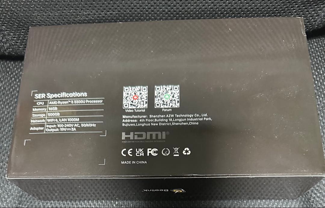 ミニPC Beelink SER5 5500U 16G 500GB Win11pro