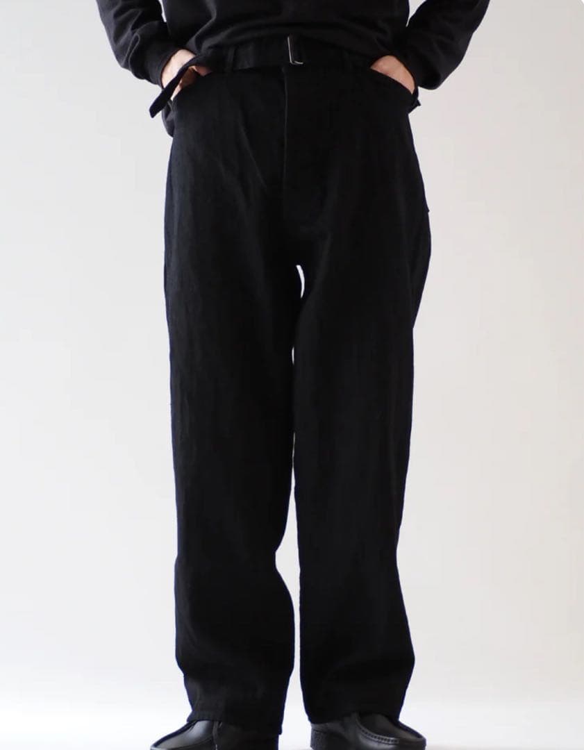 COMOLI 25ss デニムベルテッドパンツ black サイズ3