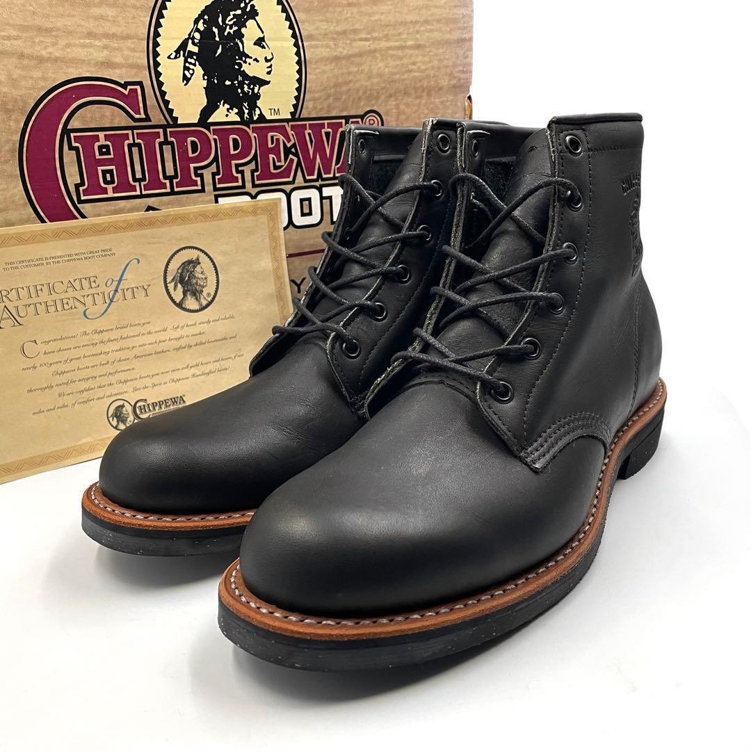 《未使用品》チペワ ブーツ USA製 ビブラム 黒タグ US9.5 97064
