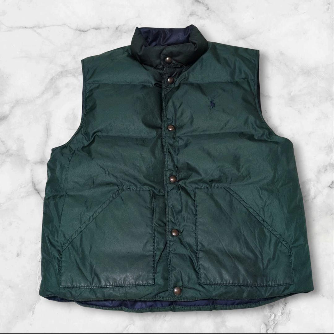ラルフローレン リバーシブル ダウンベスト ポニー刺繍 2way ダウン80%