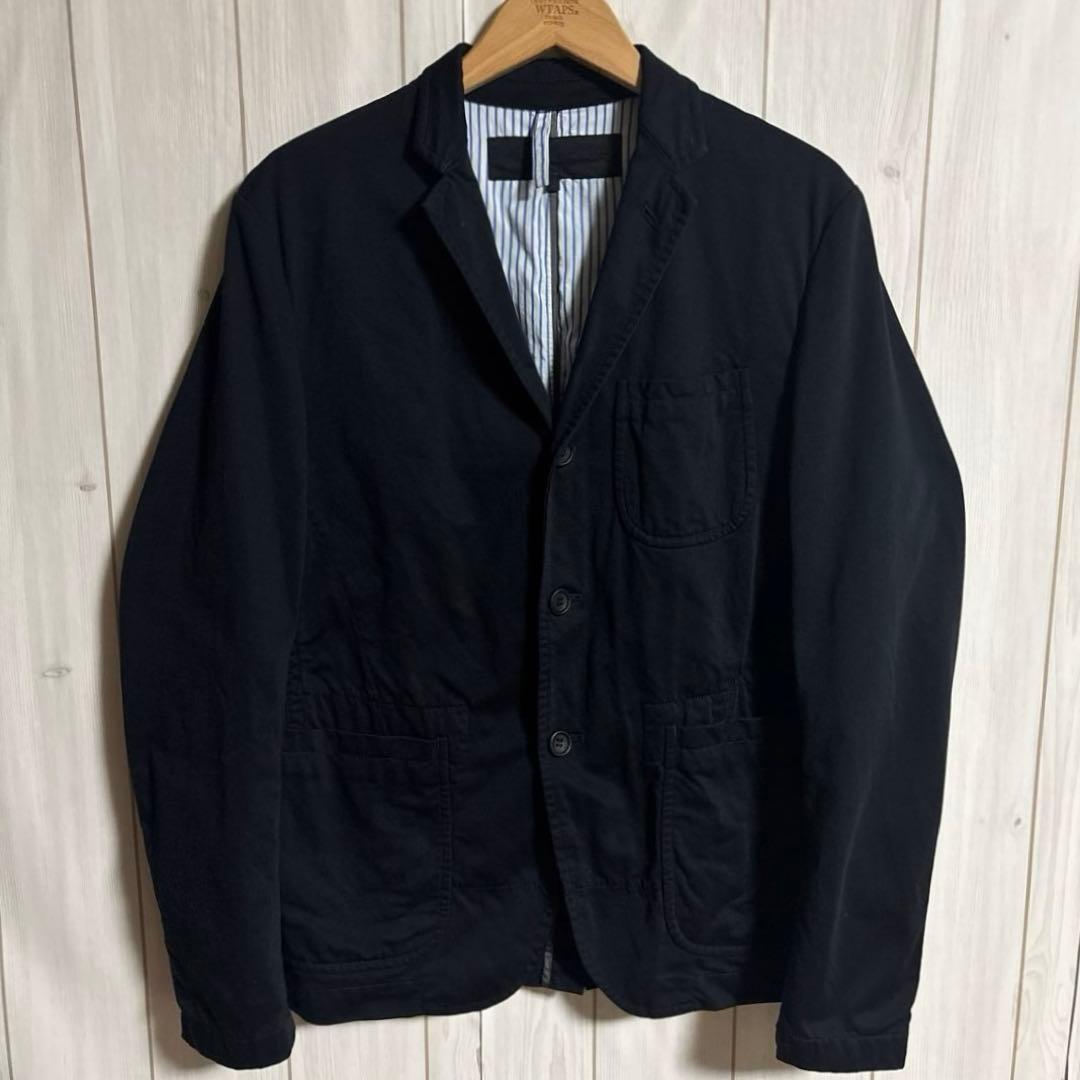 コムデギャルソンオム「青い魔女期」縮絨加工裏地ストライプ柄テーラードジャケット