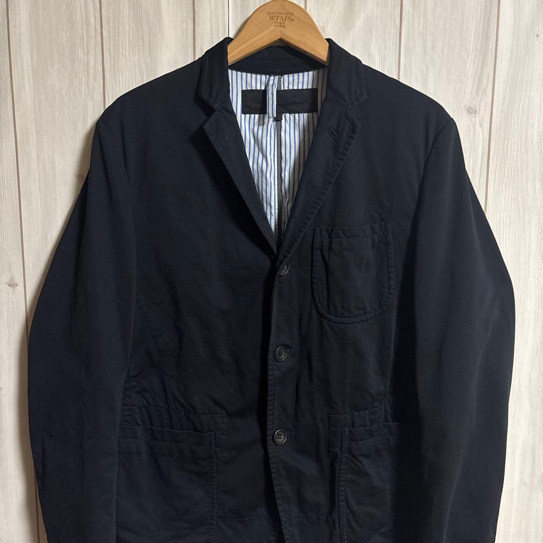 コムデギャルソンオム「青い魔女期」縮絨加工裏地ストライプ柄テーラードジャケット