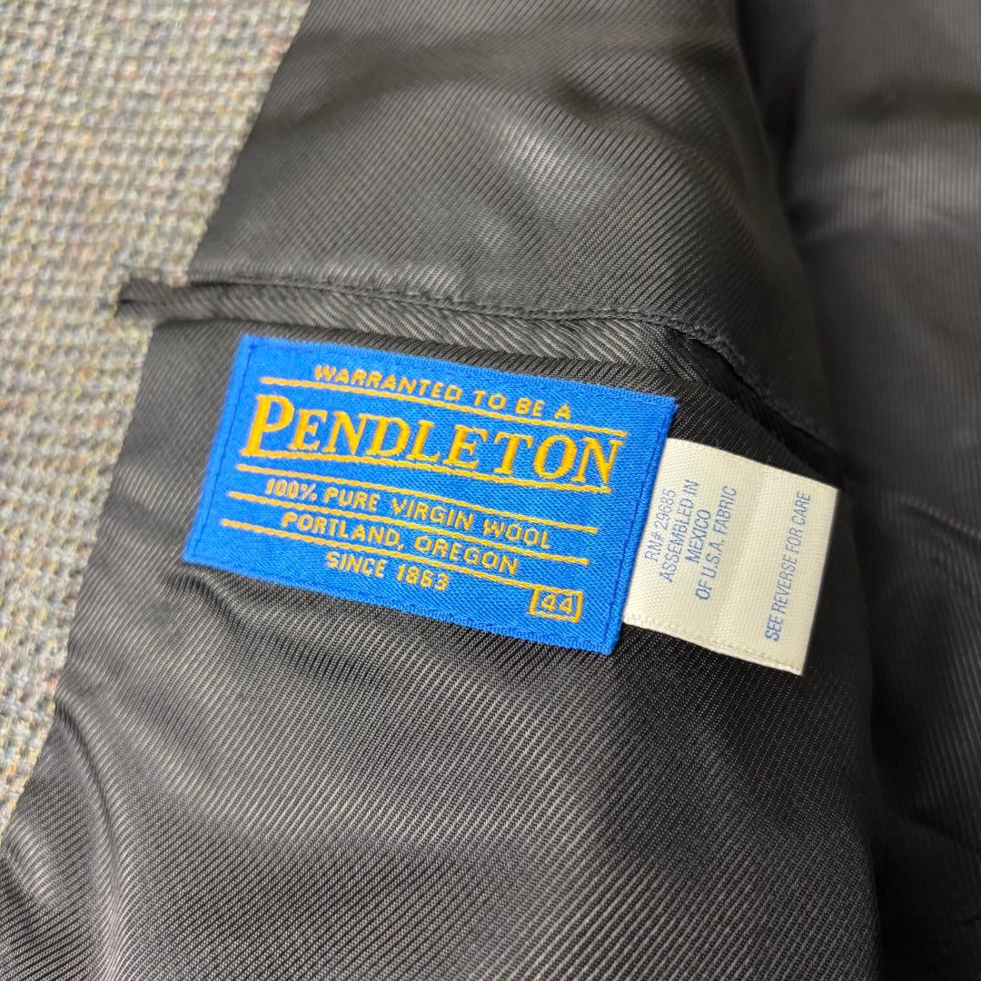メキシコ製 PENDLETON レザーパッチ ツイードジャケット 44 グレー