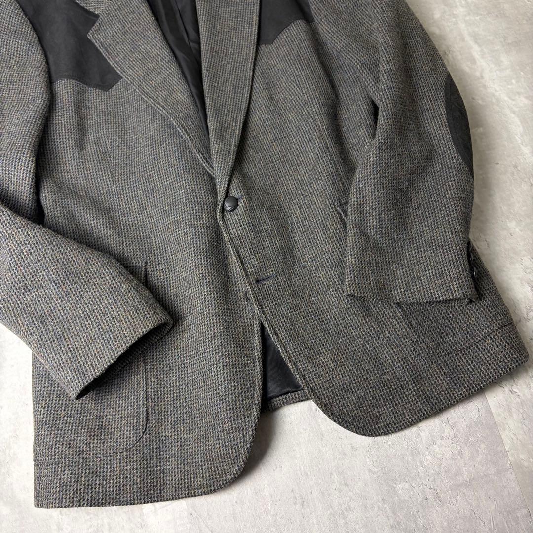 メキシコ製 PENDLETON レザーパッチ ツイードジャケット 44 グレー