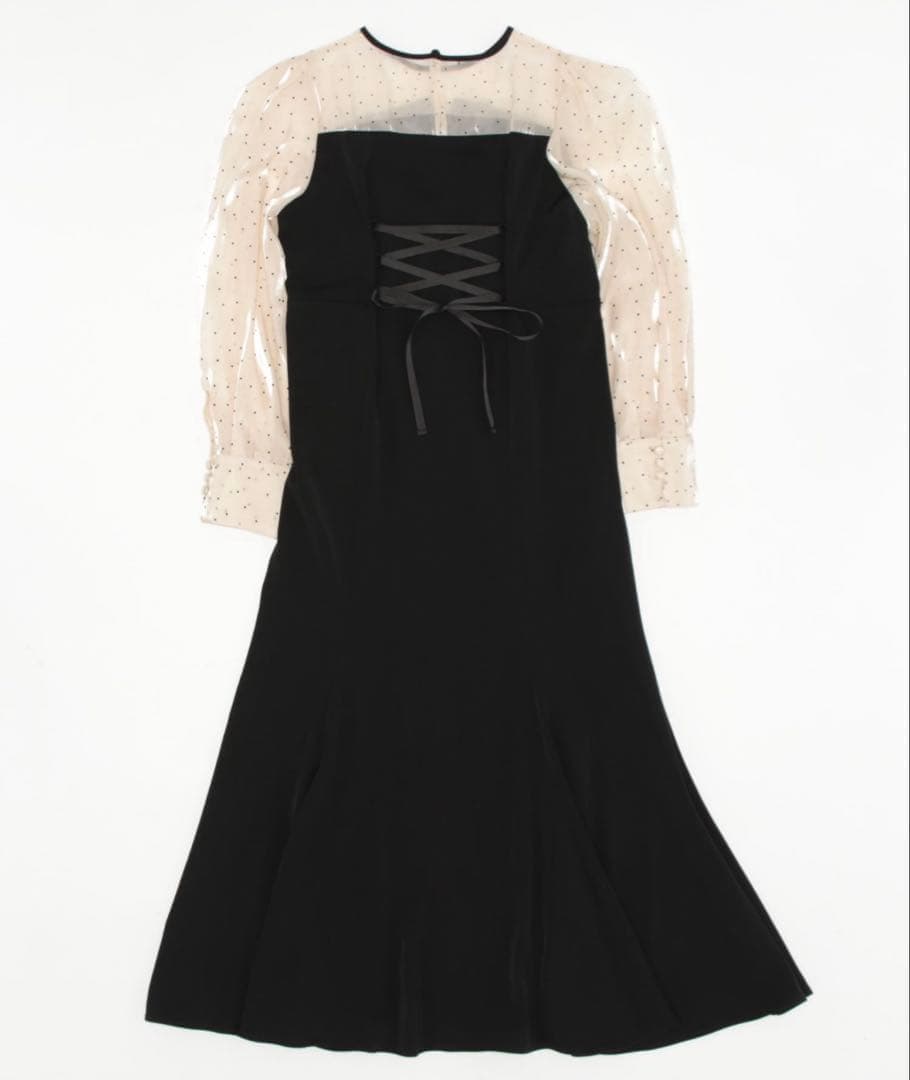 niana(ニアナ)マーメイドドットスリーブロングワンピース パーティードレス