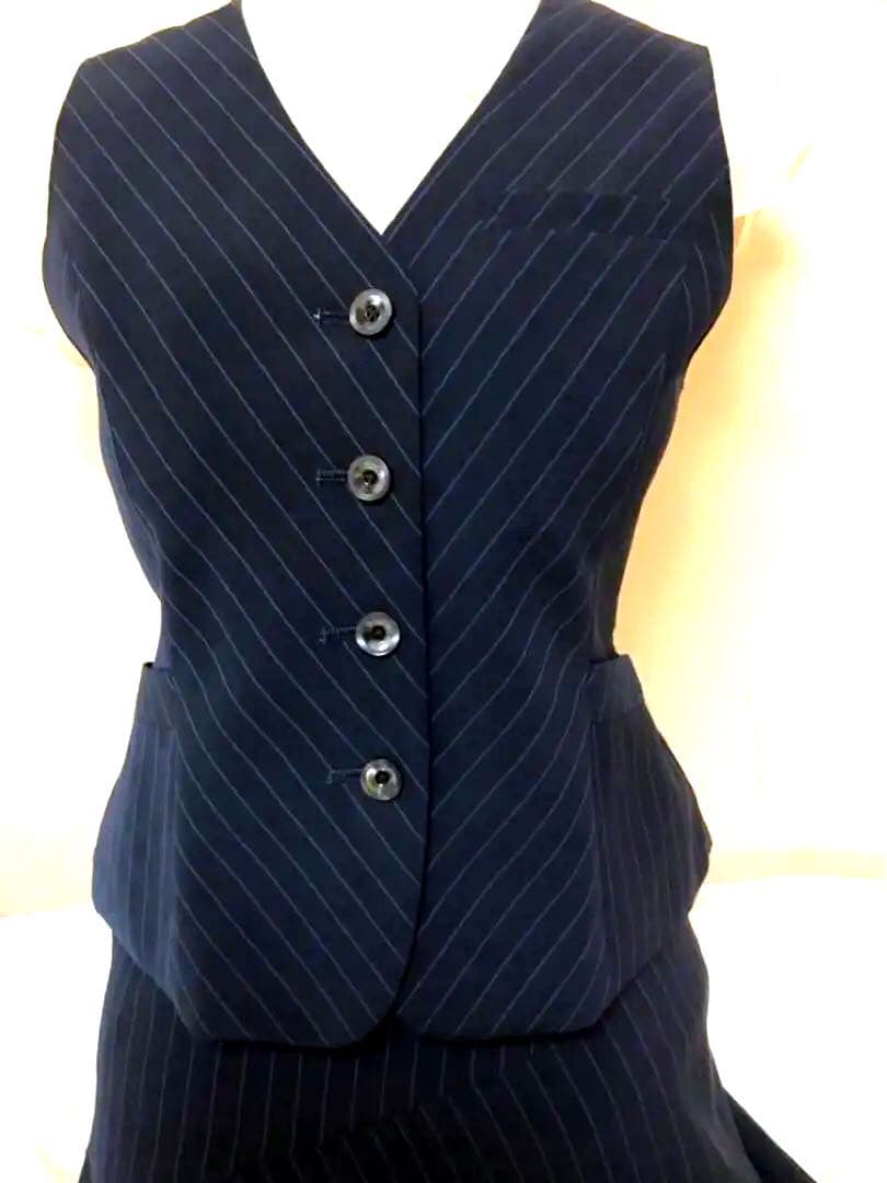うさぎ　バスガイド制服ピンストライプベスト1点・スカート2点セット