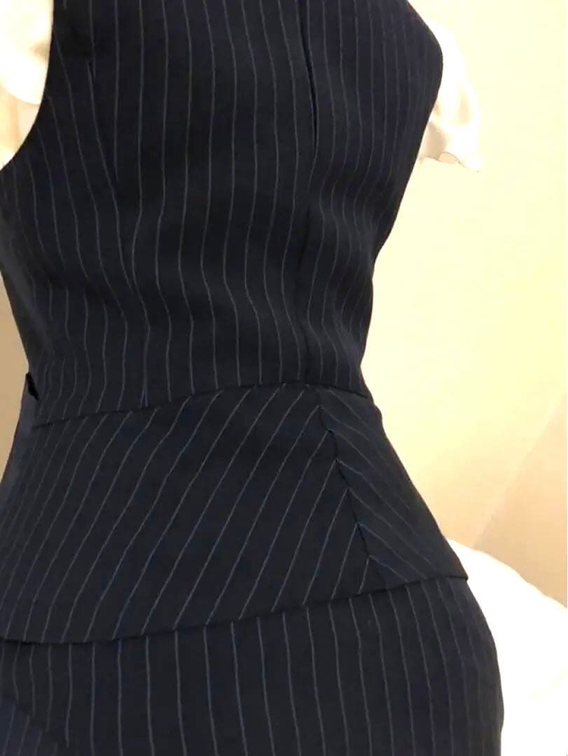 うさぎ　バスガイド制服ピンストライプベスト1点・スカート2点セット