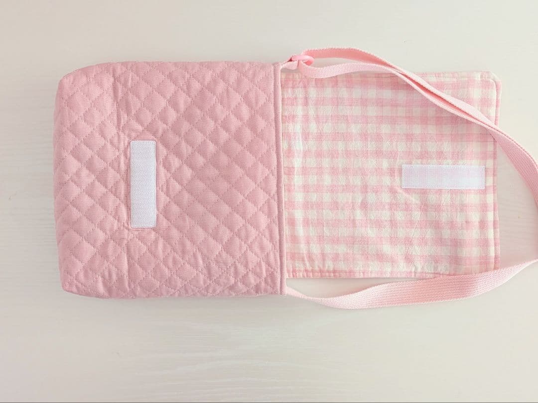 図書袋ショルダー　うさぎ刺繍ヌビ　通園バック　お弁当トートバッグ　お弁当袋