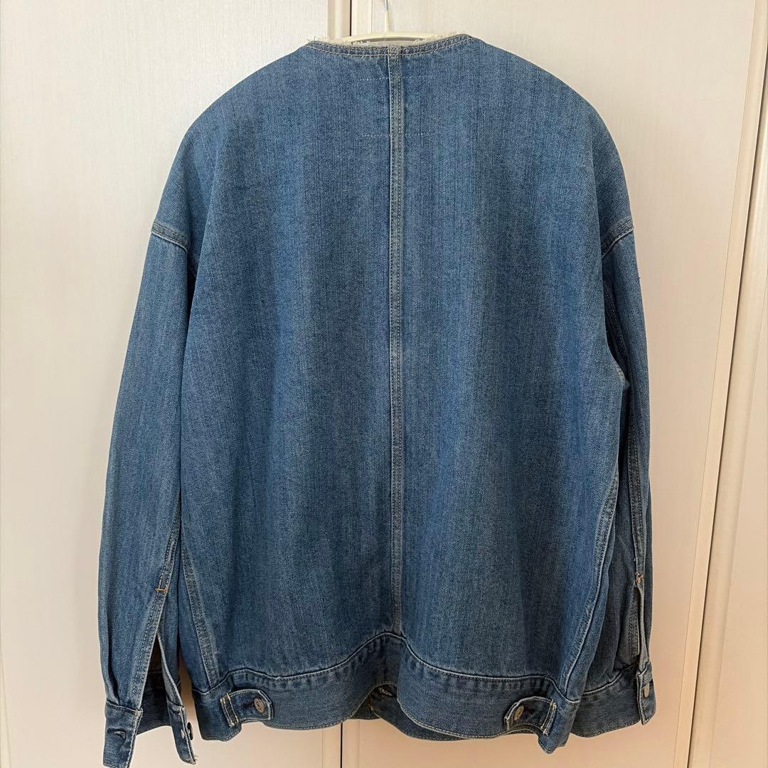 【SHIPS any 】シップス エニィ美品 ノーカラー デニムジャケット F